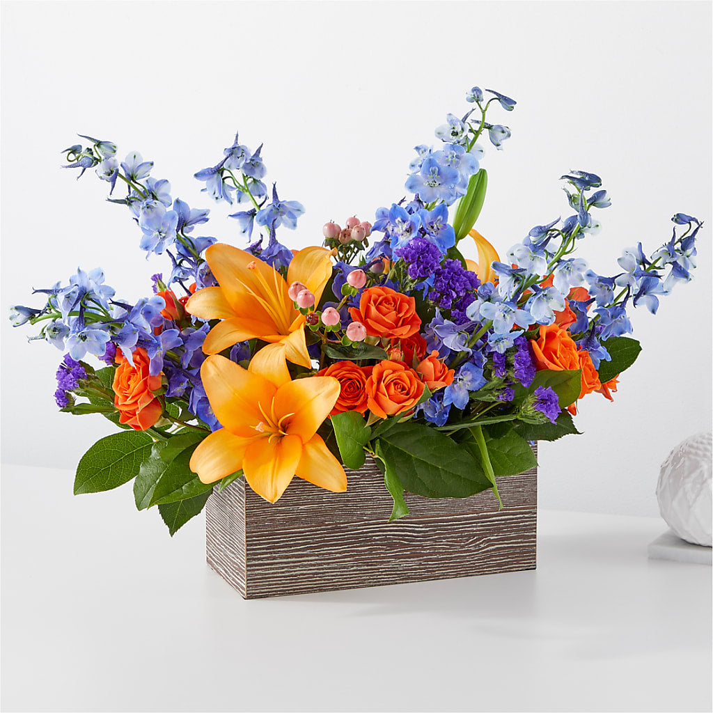Radiant Citrus Box Bouquet – DOMINO'S BLOOMS, Granbury TX