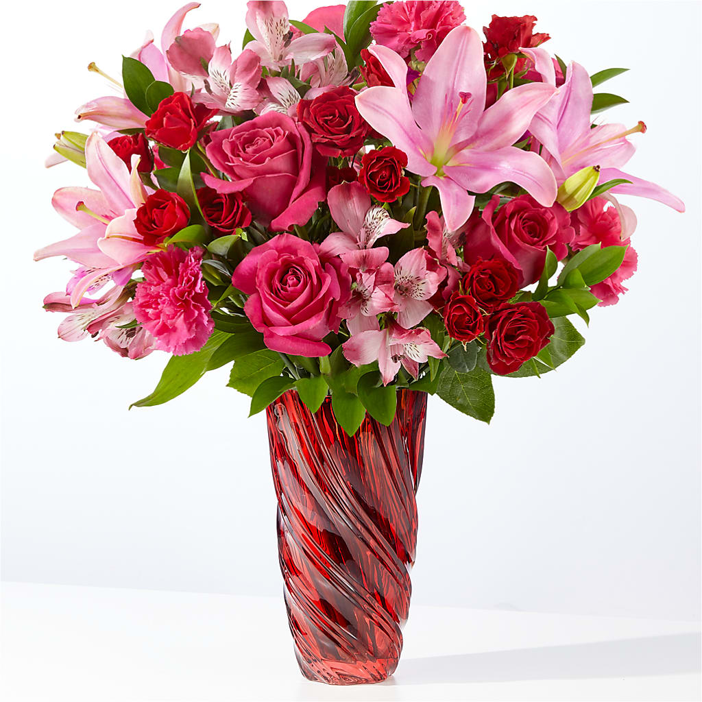 In Love Bouquet with Luxe Swirl Vase – DOMINO'S BLOOMS, Granbury TX