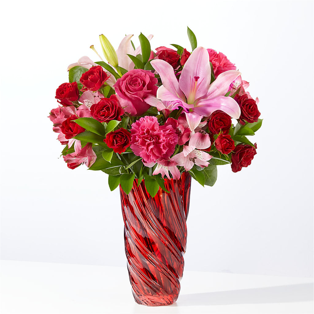 In Love Bouquet with Luxe Swirl Vase – DOMINO'S BLOOMS, Granbury TX