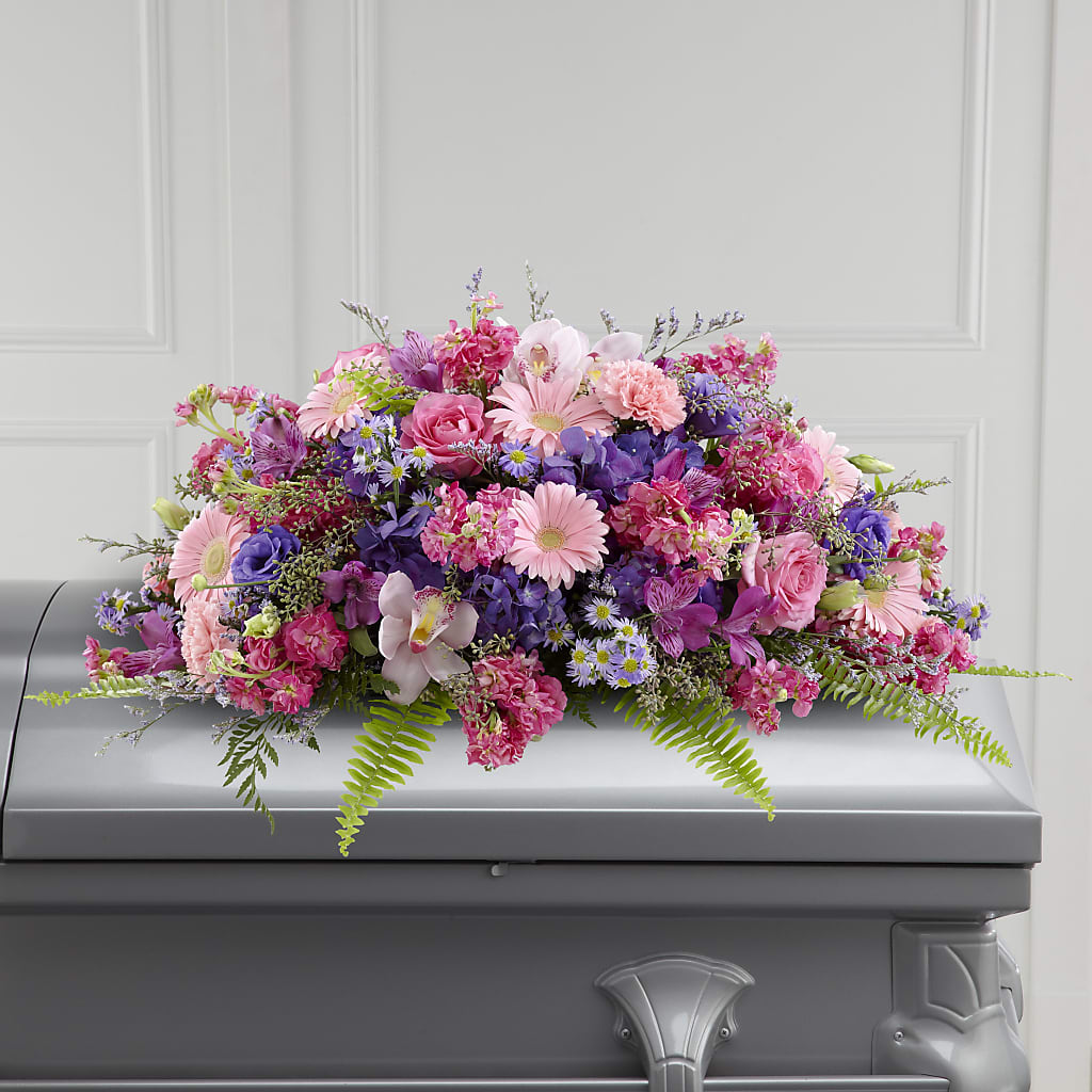Glorious Garden Casket Spray – DOMINO'S BLOOMS, Granbury TX