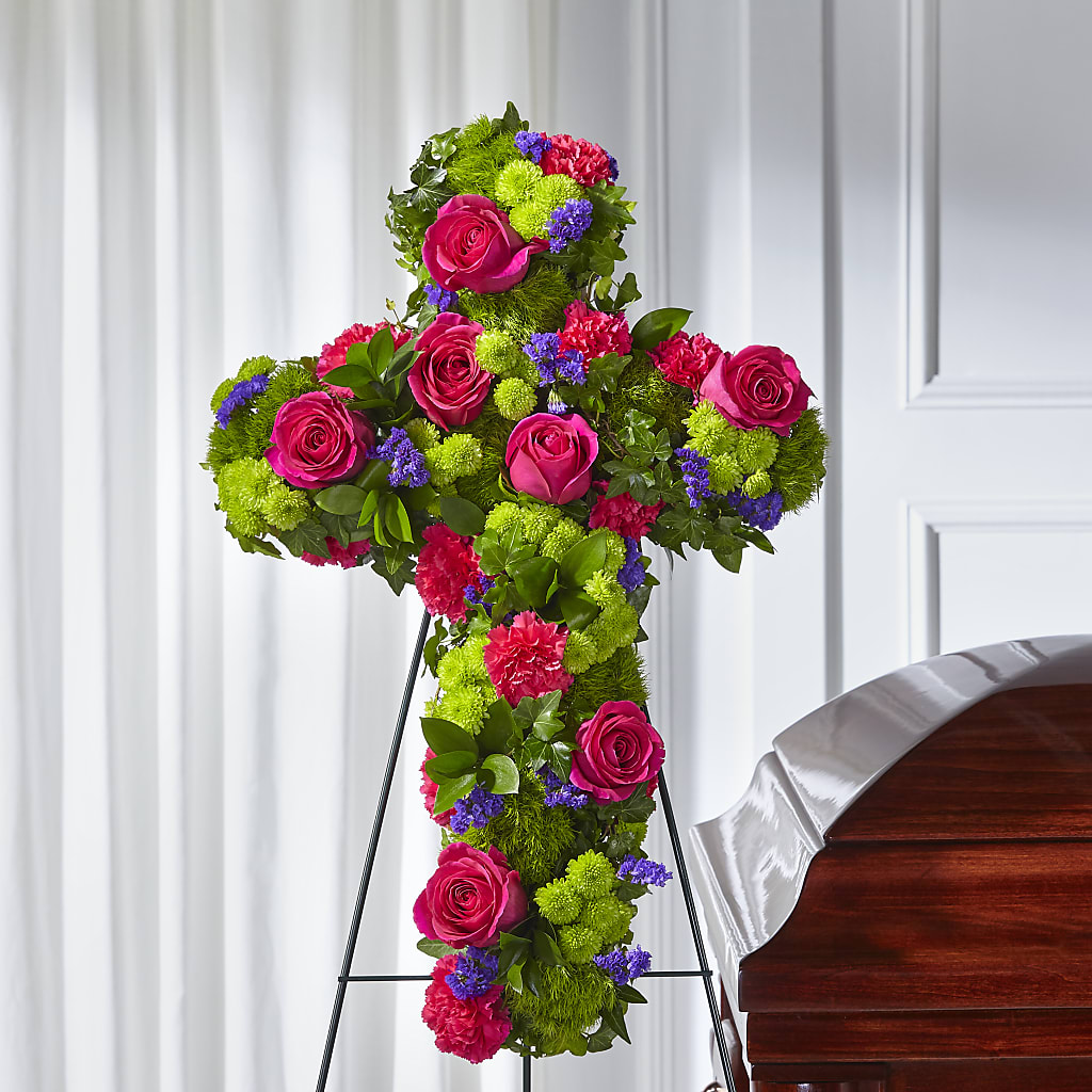 Tribute Rose Floral Cross – DOMINO'S BLOOMS, Granbury TX