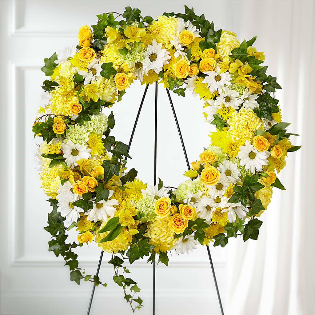 Golden Remembrance Wreath – DOMINO'S BLOOMS, Granbury TX