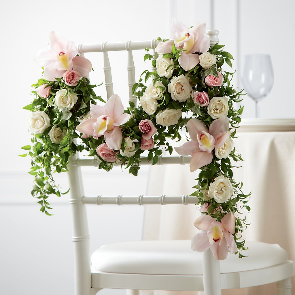 Orchid Rose Chair Décor – DOMINO'S BLOOMS, Granbury TX