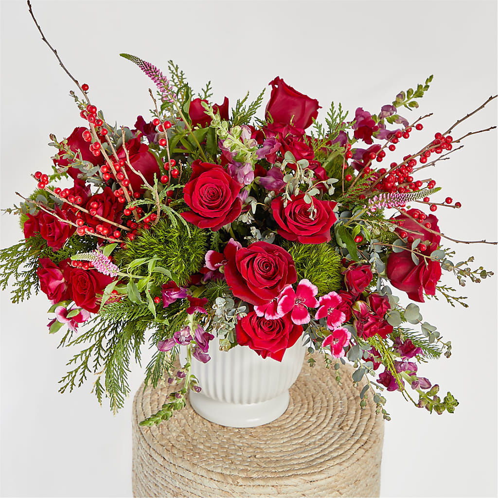 Big Red Bow Bouquet – DOMINO'S BLOOMS, Granbury TX