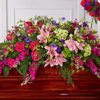 Radiant Tribute Casket Spray – DOMINO'S BLOOMS, Granbury TX