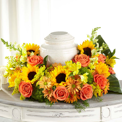 Faithful Sunflower Cremation Adornment – DOMINO'S BLOOMS, Granbury TX