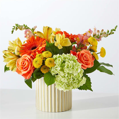 Autumn Sunshine Bouquet with Ivory Vase – DOMINO'S BLOOMS, Granbury TX
