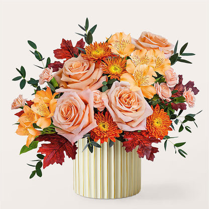 Spiced Latte Bouquet with Ivory Vase – DOMINO'S BLOOMS, Granbury TX