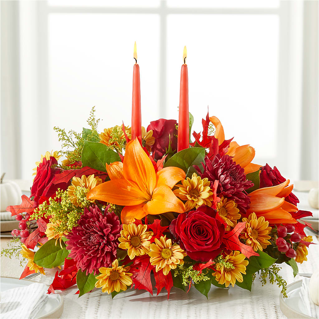 Autumn's Embrace Centerpiece – DOMINO'S BLOOMS, Granbury TX