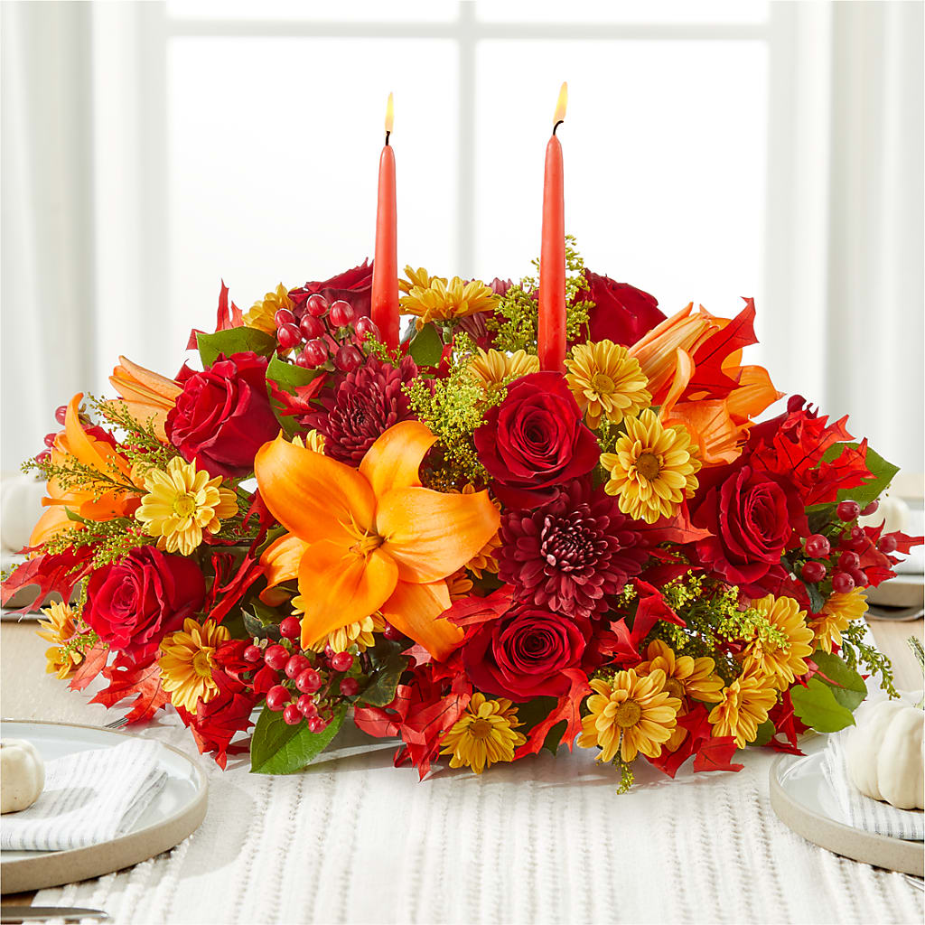 Autumn's Embrace Centerpiece – DOMINO'S BLOOMS, Granbury TX