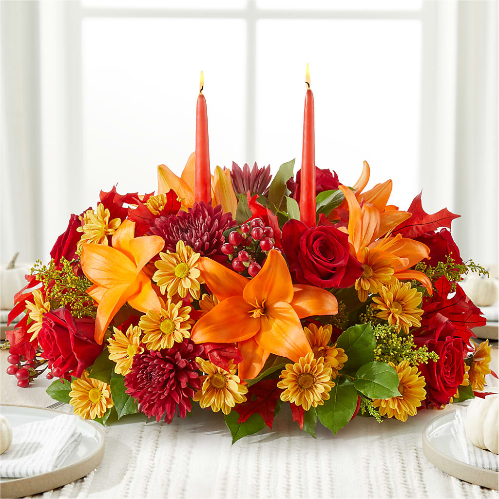 Autumn's Embrace Centerpiece – DOMINO'S BLOOMS, Granbury TX
