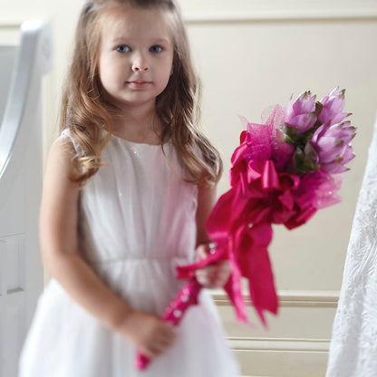 Sparkle Pink Flower Girl Bouquet – DOMINO'S BLOOMS, Granbury TX